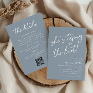 Invitation Blue Elle Attache le Nœud Tout-en-Un Baby Shower d