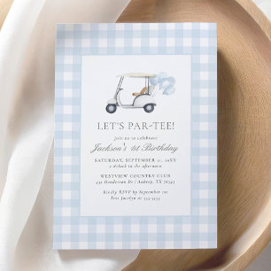 Invitation Blue En vichy Golf Boy Anniversaire