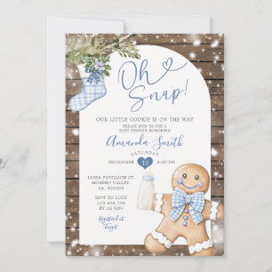 Invitation Blue En vichy Woods Oh Snap Baby shower de Noël
