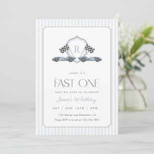 Invitation Blue Fast One 1er Anniversaire Voiture de Course V