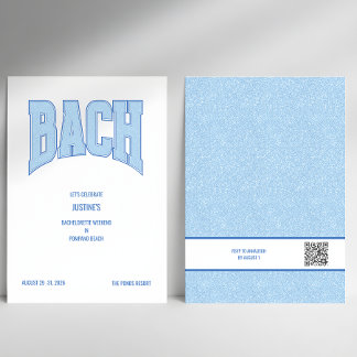 Invitation Blue Faux Glitter BACH Bachelorette Party 