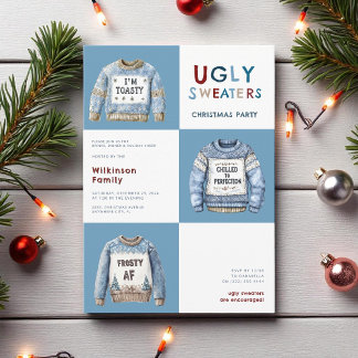 Invitation Blue Festive horrible fête de Noël