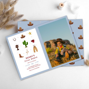 Invitation Blue First Rodeo Cowboy Anniversaire de enfant Pho
