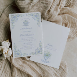 Invitation Blue Floral Bridal Tea Party