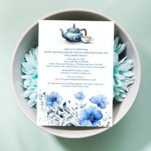 Invitation Blue Floral Garden Tea Party Fête des mariées