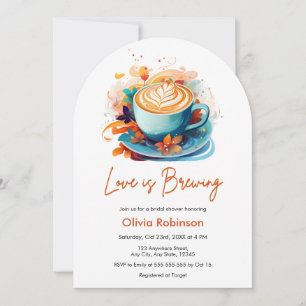 Invitation Blue Floral Love est brasser Fête des mariées café