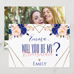 Invitation Blue Floral Photo Je ne peux pas Cravate le noeud 