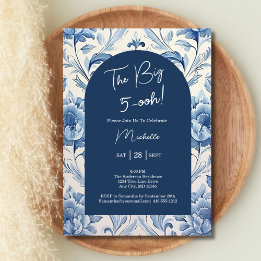 Invitation Blue Floral Toile 50e anniversaire Chinoiserie