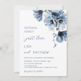 Invitation Blue Flowers White
