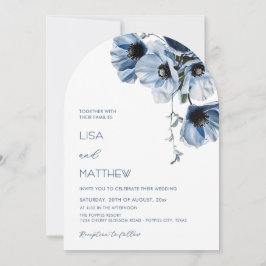 Invitation Blue Flowers White