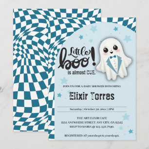 Invitation Blue Ghost Little Boo est presque dû Baby shower