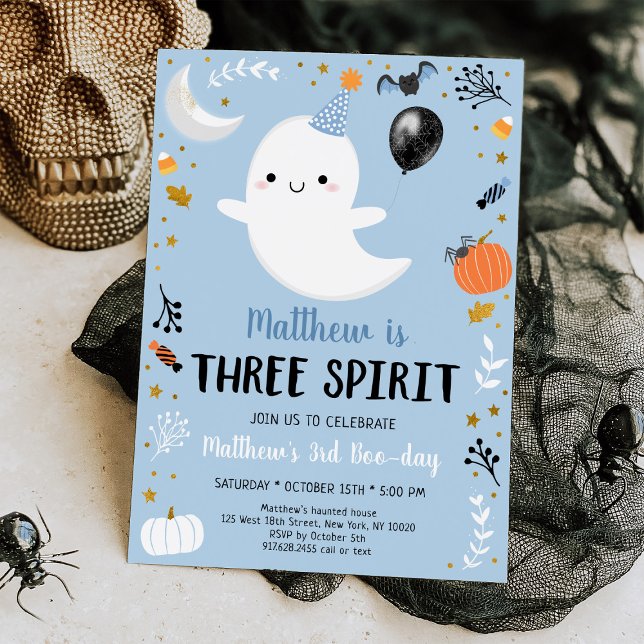 Invitation Blue Ghost Three Spirit Halloween Anniversaire (Créateur téléchargé)