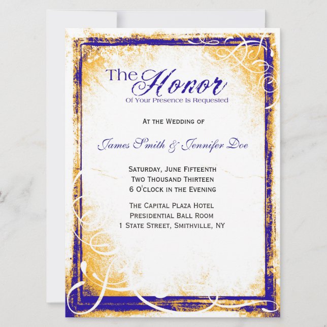 Invitation Blue & Gold Elegance (Devant)