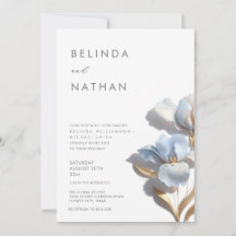Blue Gold Fleurs 3D Blanches