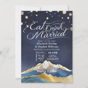 Invitation Blue Gold Mountains EAT Boire et être marié Mariag