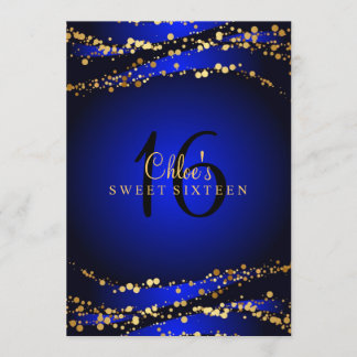 Invitation Blue & Gold Stardust Sweet 16