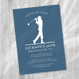 Invitation Blue Golf Birthday Par tee