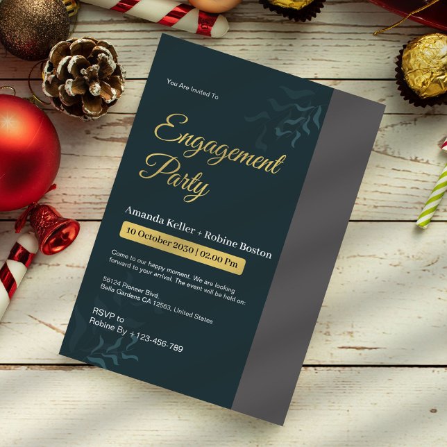 Invitation Blue Green Engagement Party (Créateur téléchargé)