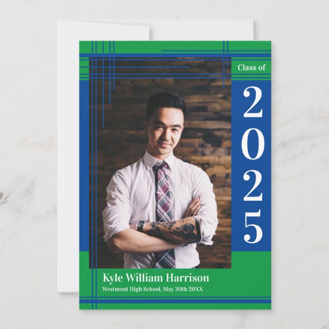 Invitation Blue Green School Color (Devant)