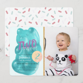 Invitation Blue Gummy Bear Two Sweet Photo 2e anniversaire