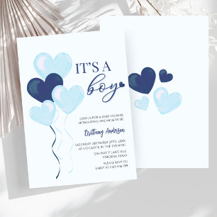 Invitation Blue Heart Valentines C'est un Baby shower garçon