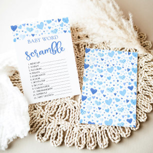 Invitation Blue Hearts Valentine Baby Word Scramble Jeu
