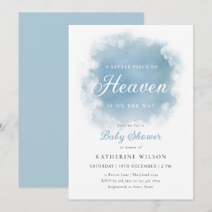Invitation Blue Heaven a envoyé Baby shower nuageux