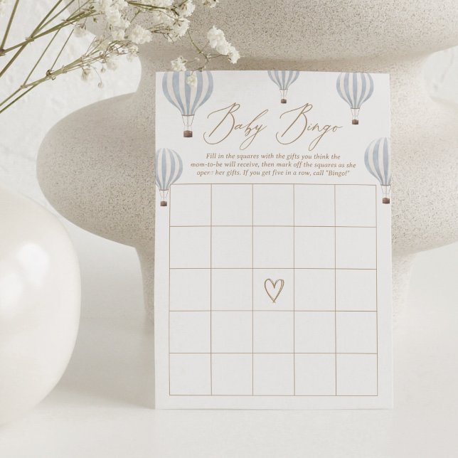 Invitation Blue Hot Air Balloon Baby shower Bingo Jeu (Créateur téléchargé)