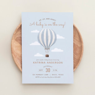 Invitation Blue Hot Air Balloon Boy Baby shower