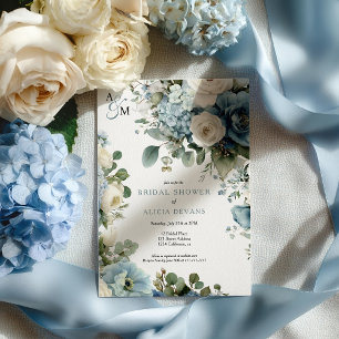 Invitation Blue Hydrangea Aquarelle Fête des mariées florale