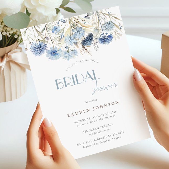 Invitation Blue Hydrangea Cornflower Fête des mariées Fleur s (Créateur téléchargé)