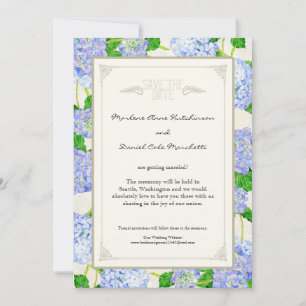 Invitation Blue Hydrangea dentelle Floral Formal Élégant Mari