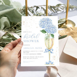 Invitation Blue Hydrangea Fête des mariées Gold Champagne