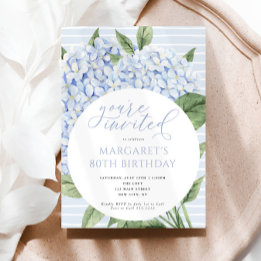 Invitation Blue Hydrangea Fleurs Cercle Frame Anniversaire