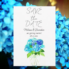 Invitation Blue Hydrangea Floral Aquarelle Mariage rustique