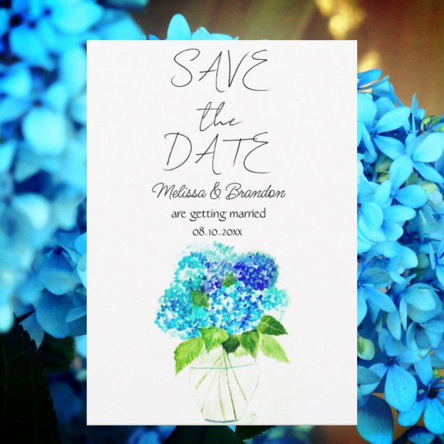Invitation Blue Hydrangea Floral Aquarelle Mariage rustique (Créateur téléchargé)
