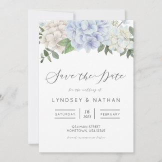 Invitation Blue Hydrangea Floral Wedding Enregistrer la date