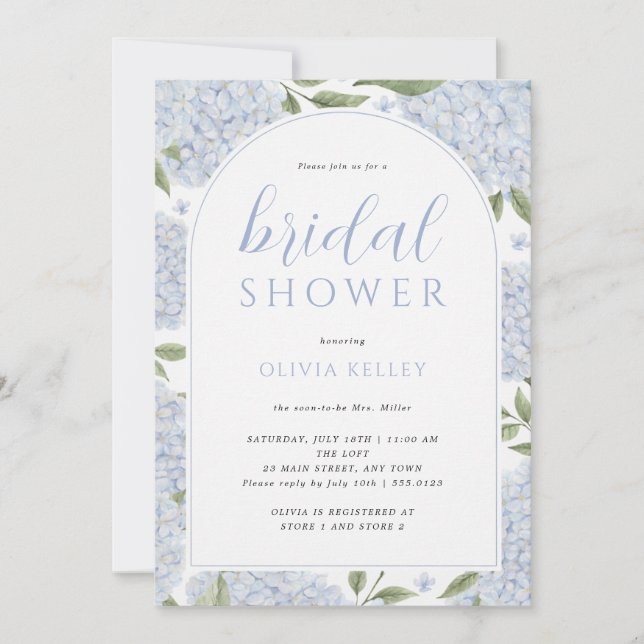 Invitation Blue Hydrangea Flower Arch Bridal Shower (Devant)