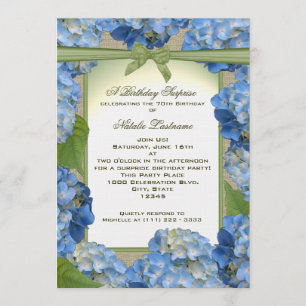 Invitation Blue Hydrangea Garden Party Anniversaire