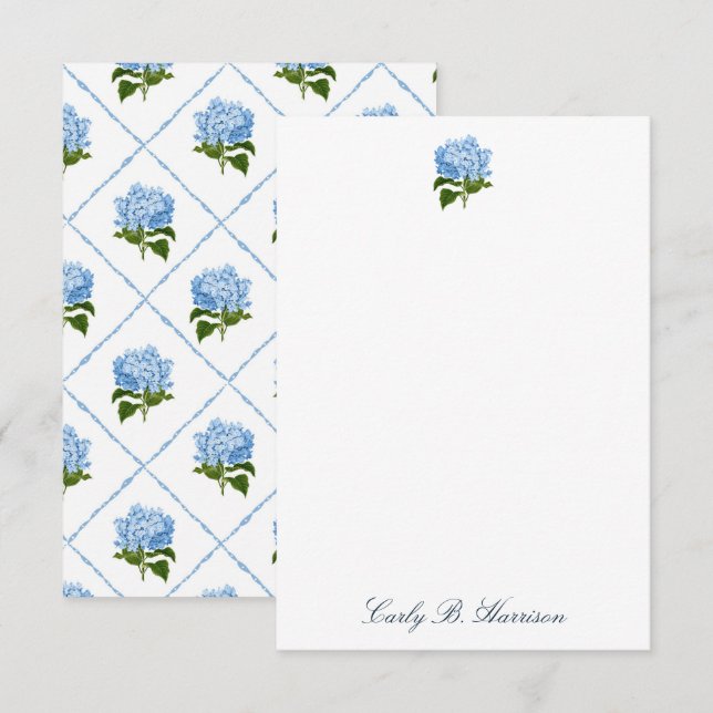 Invitation Blue Hydrangea Grandmillennial Personnalisé (Devant / Derrière)