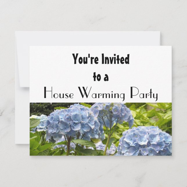 Invitation Blue Hydrangea House Fête de Réchauffement (Devant)