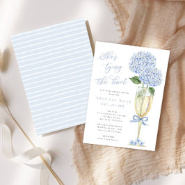 Invitation Blue Hydrangea She's Tying the Knot Fête des marié