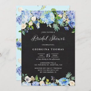 Invitation Blue Hydrangeas et Rose Fête des mariées de tablea