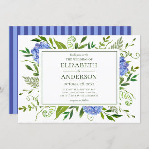 Invitation Blue Hydrangeas Floral Mariage d'aquarelle