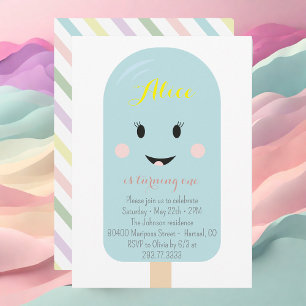 Invitation Blue Ice Cream Cone Scoop Anniversaire