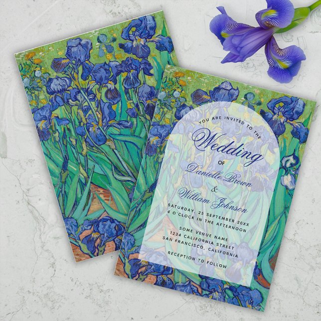 Invitation Blue Irises Floral Arch Van Gogh Wedding Elegant (Créateur téléchargé)