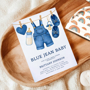 Invitation Blue Jean Baby Baby shower moderne Denim