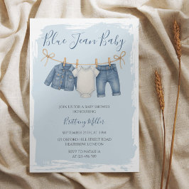 Invitation Blue Jean Baby shower Baby Outfit