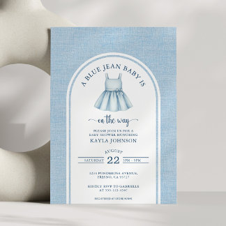 Invitation Blue Jean Baby Shower Elegant Arch Girl