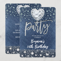 Blue Jean Denim & Bling Diamonds Anniversaire